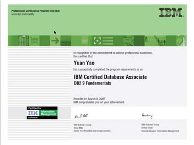 IBM证书2007年3月8日